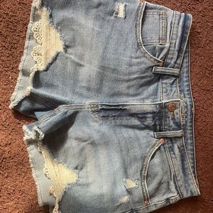 Ripped jean shorts